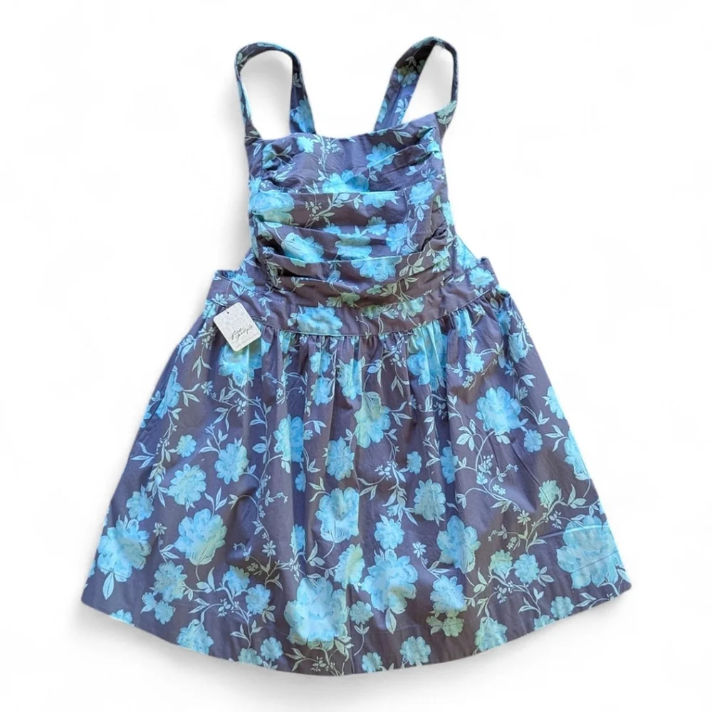 Free People Meet Me In Maui Floral Tie Mini Dress L | Coastal Vacay Vibes NWT - Picture 5 of 14